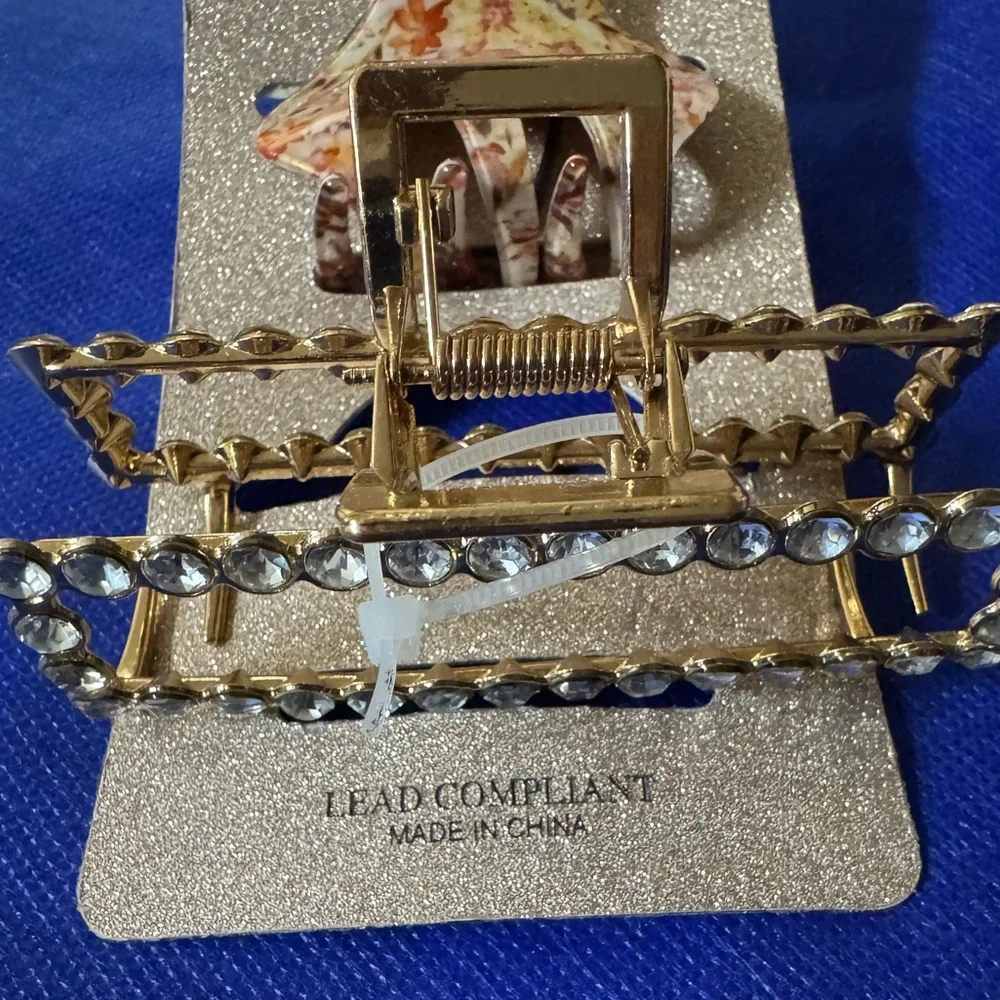 Tasha Multicolor Floral and Gold Hair Clips / Hair Claws Set - NWT